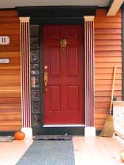 bullseye glass as front door sidelight